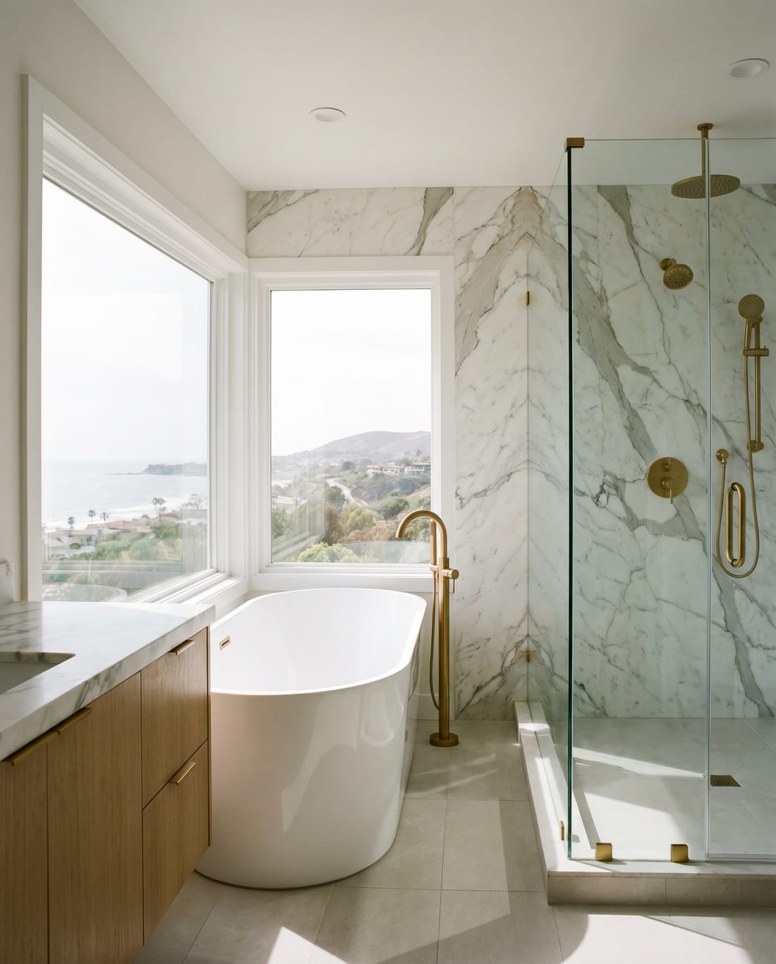 Luxury remodeled bathroom by Power Remodeling in Orange County